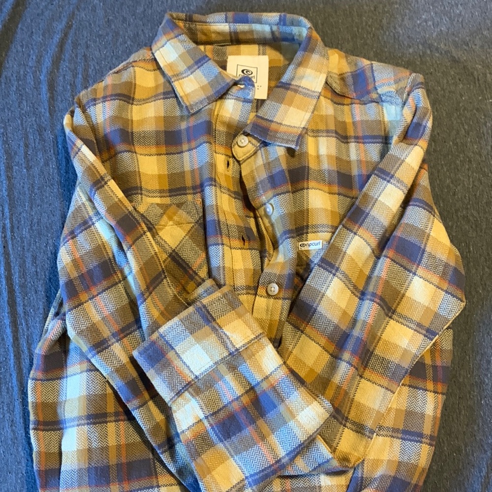 Yellow, blue, red, white flannel. Super soft and comfy